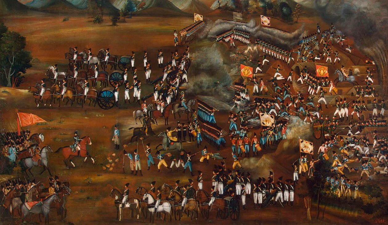 1812年2月13日、スルタンバード近郊でのペルシャ人とロシア人の戦いc1815 作： 不明