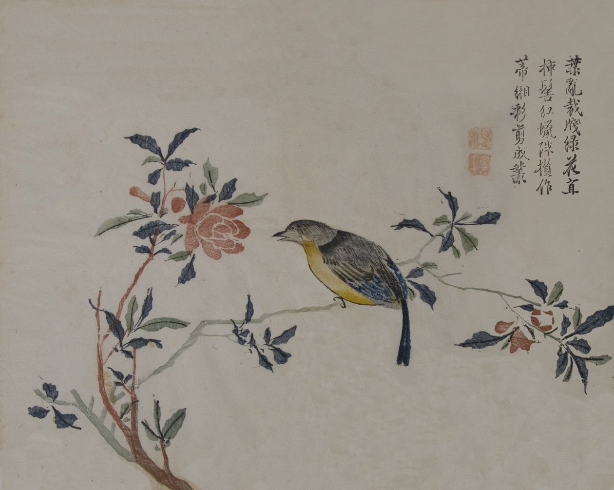 開花枝の鳥、19 世紀。 作： 不明
