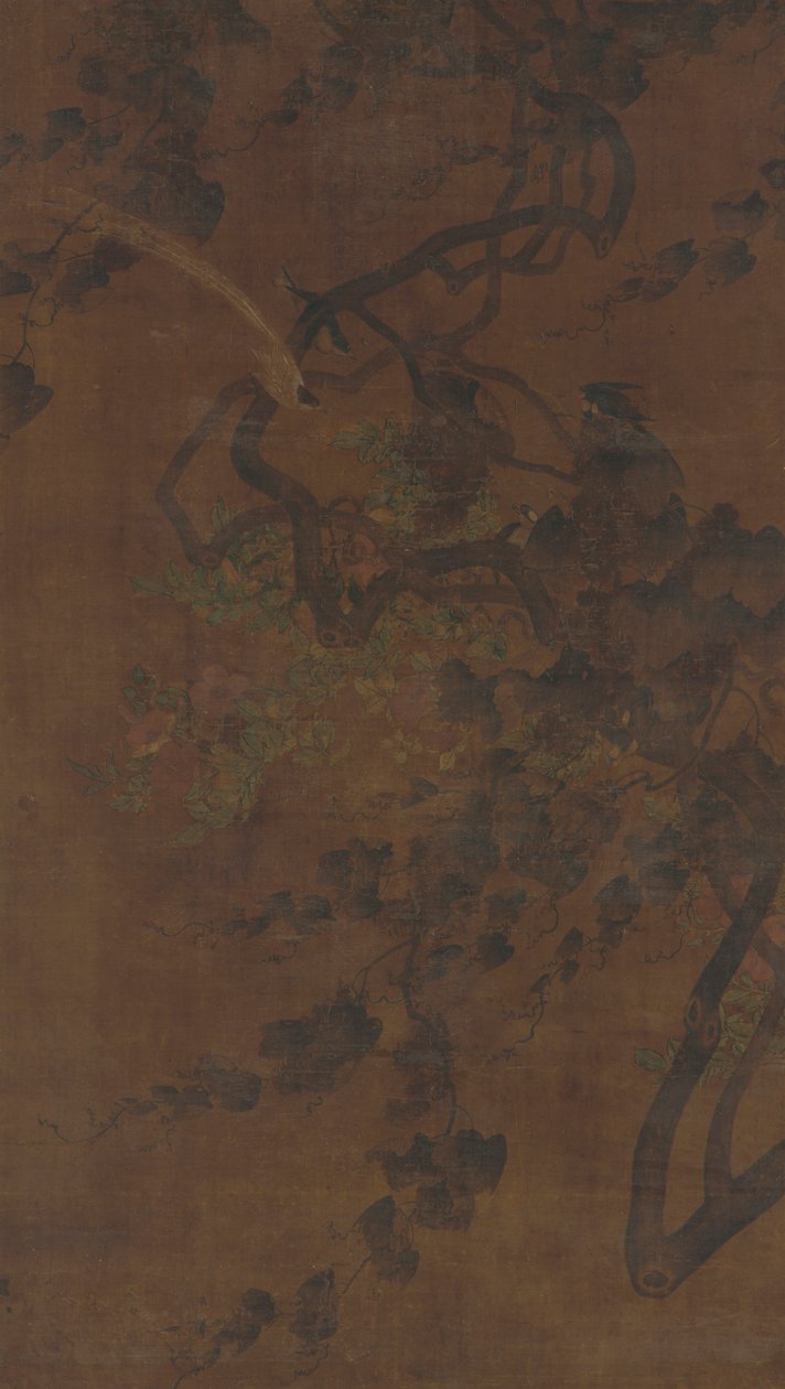 鳥、ブドウ、花、明王朝、1368-1644。 作： 不明