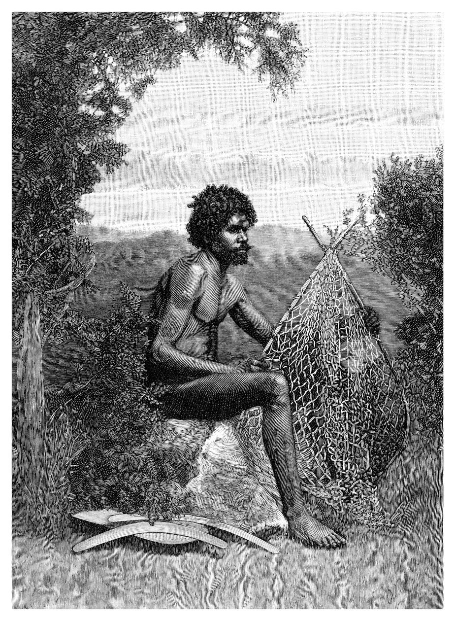 オーストラリアのブラックフェローメンディングネット、1886年 作： 不明