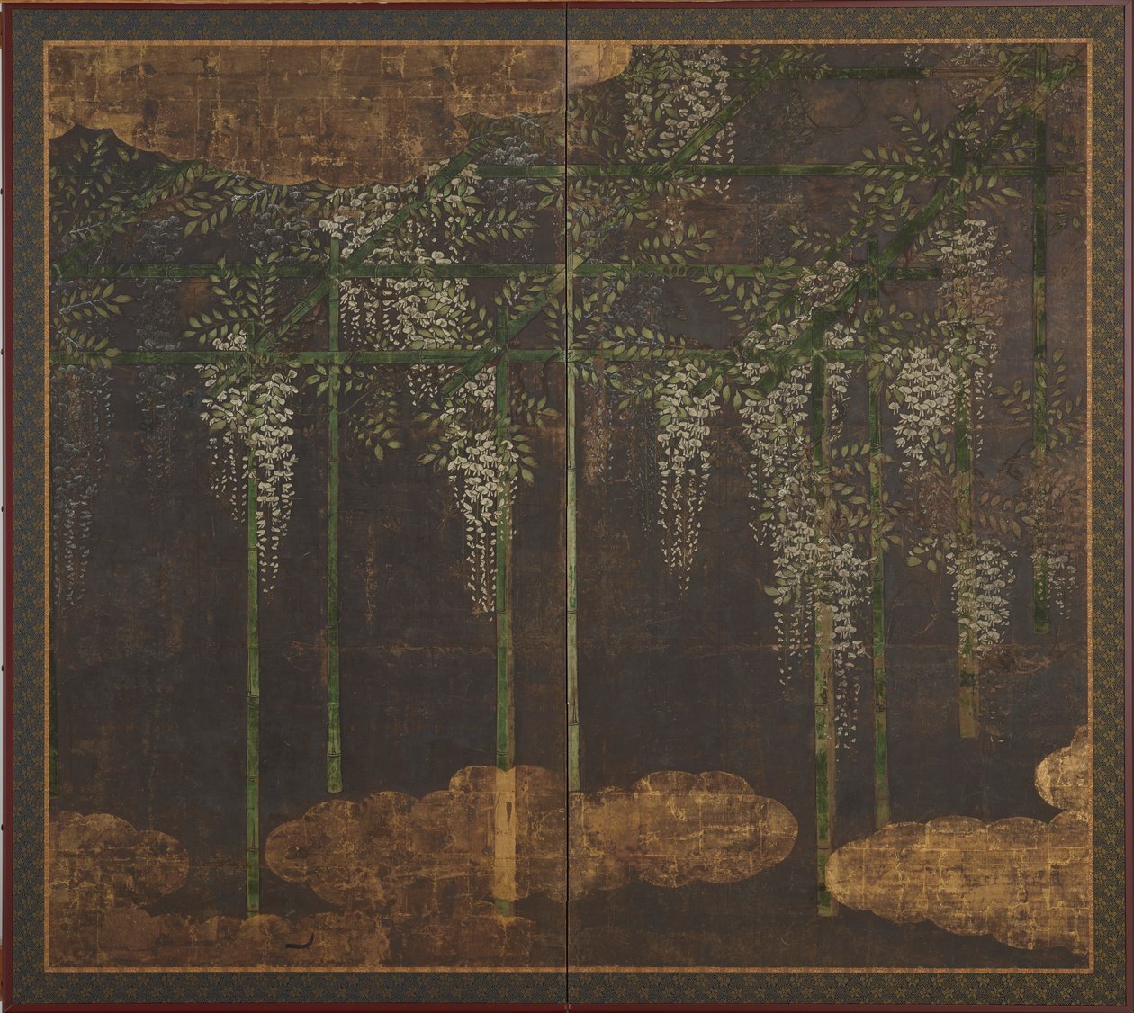 竹垣に咲く藤 桃山時代・16～17世紀 作： 不明