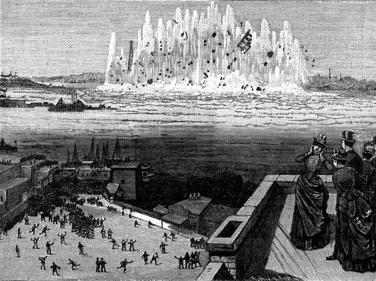フラッドロックの爆破、1885年、1886年。 作： 不明