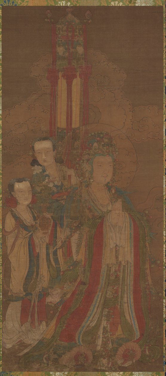 菩薩と従者、14世紀。 作： 不明
