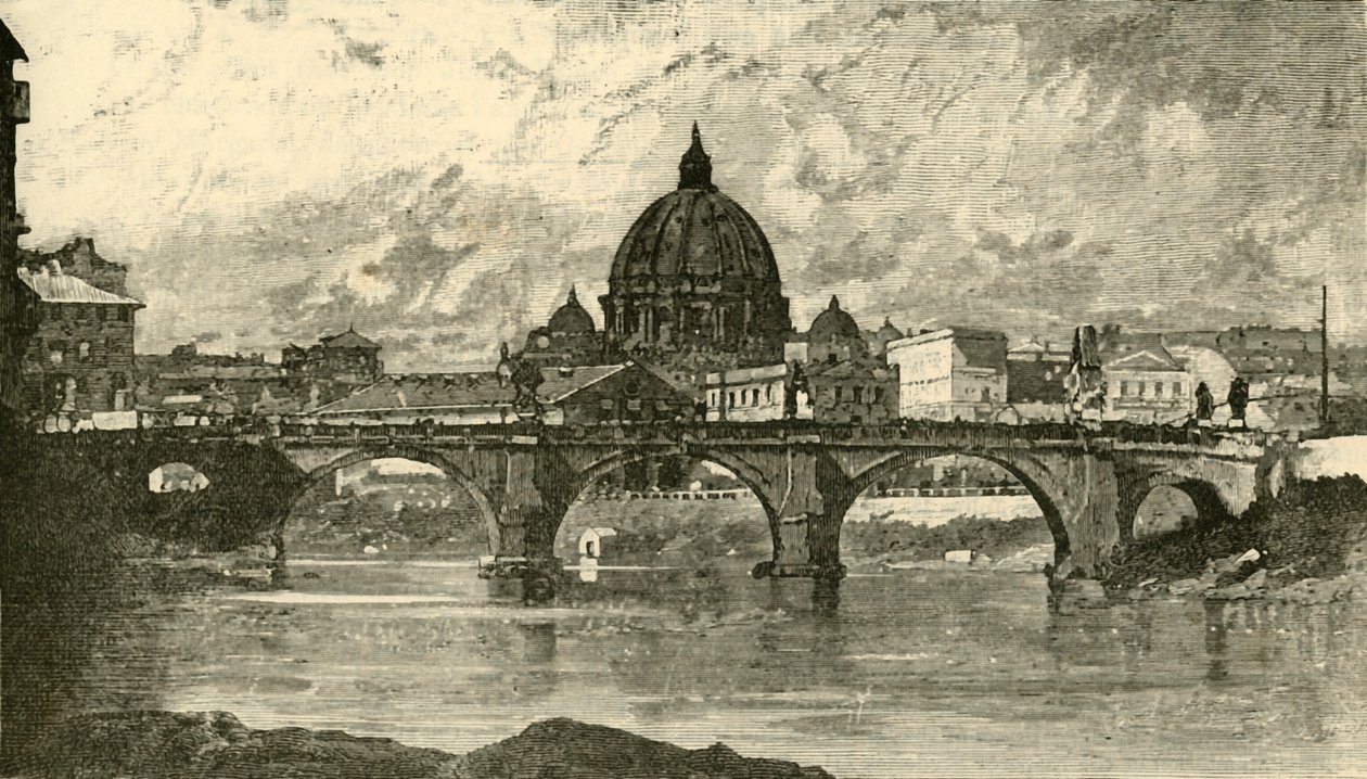 聖アンジェロ橋、ローマ、1890。 作： 不明
