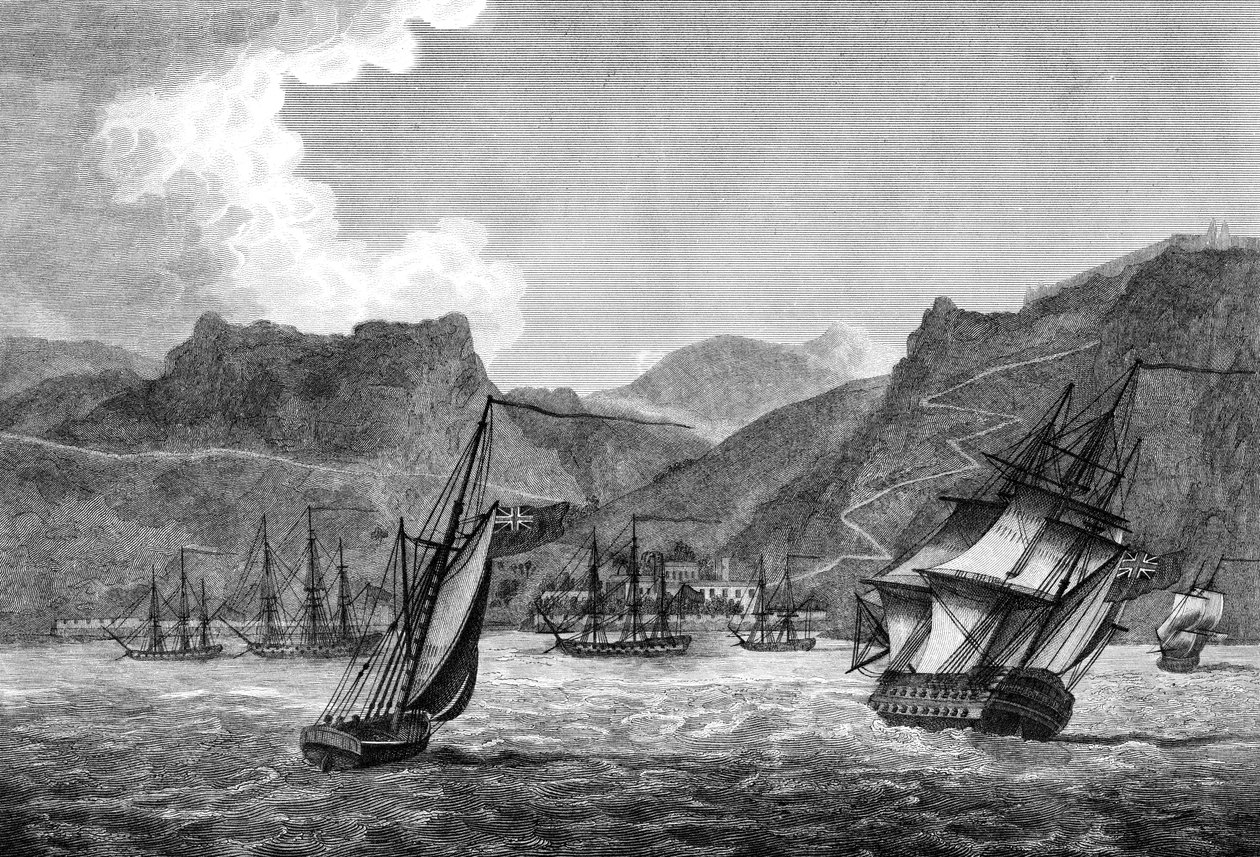 1817年のセントヘレナ沖のイギリス船 作： 不明