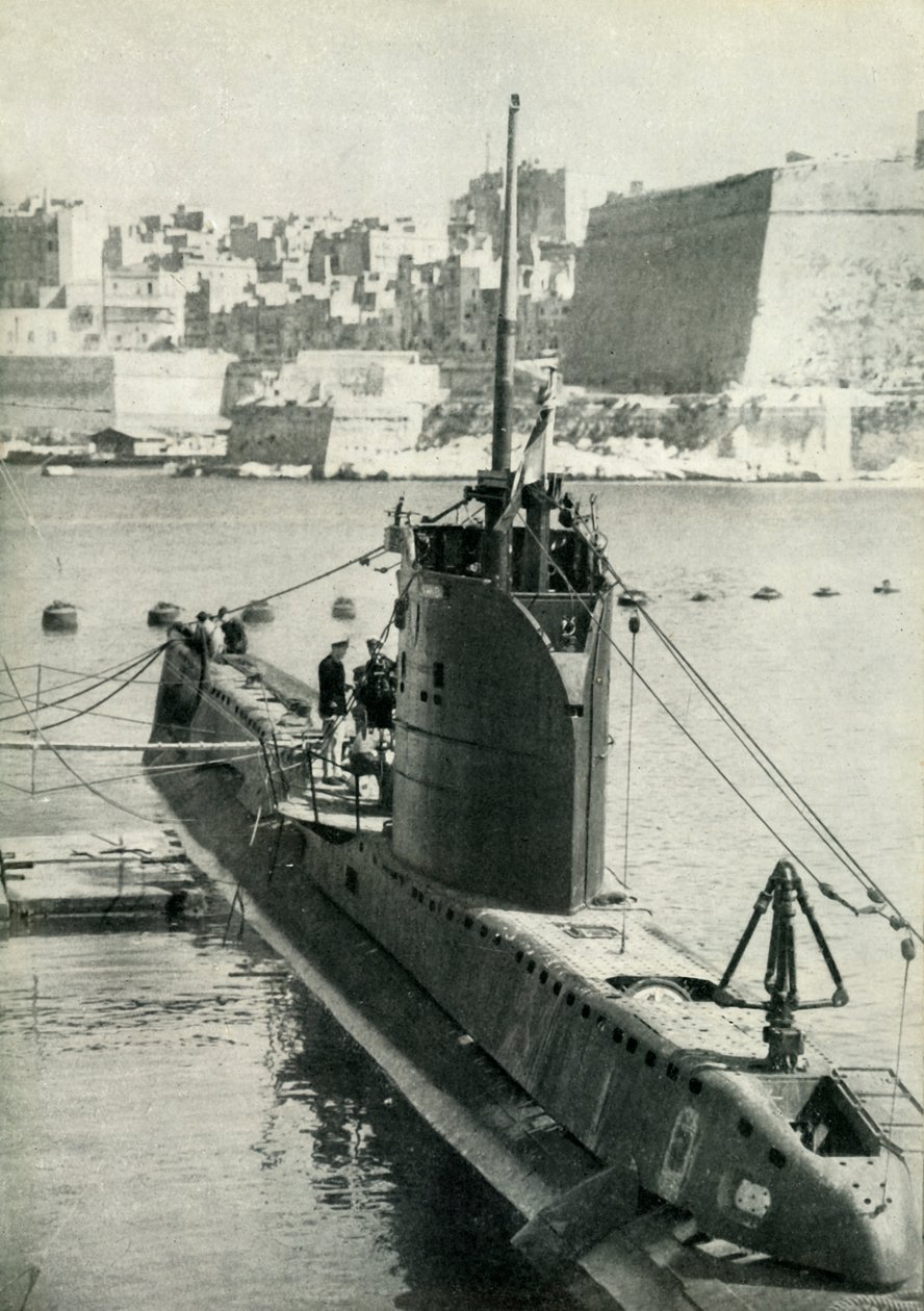 マルタのイギリス潜水艦、第二次世界大戦、1945年。 作： 不明