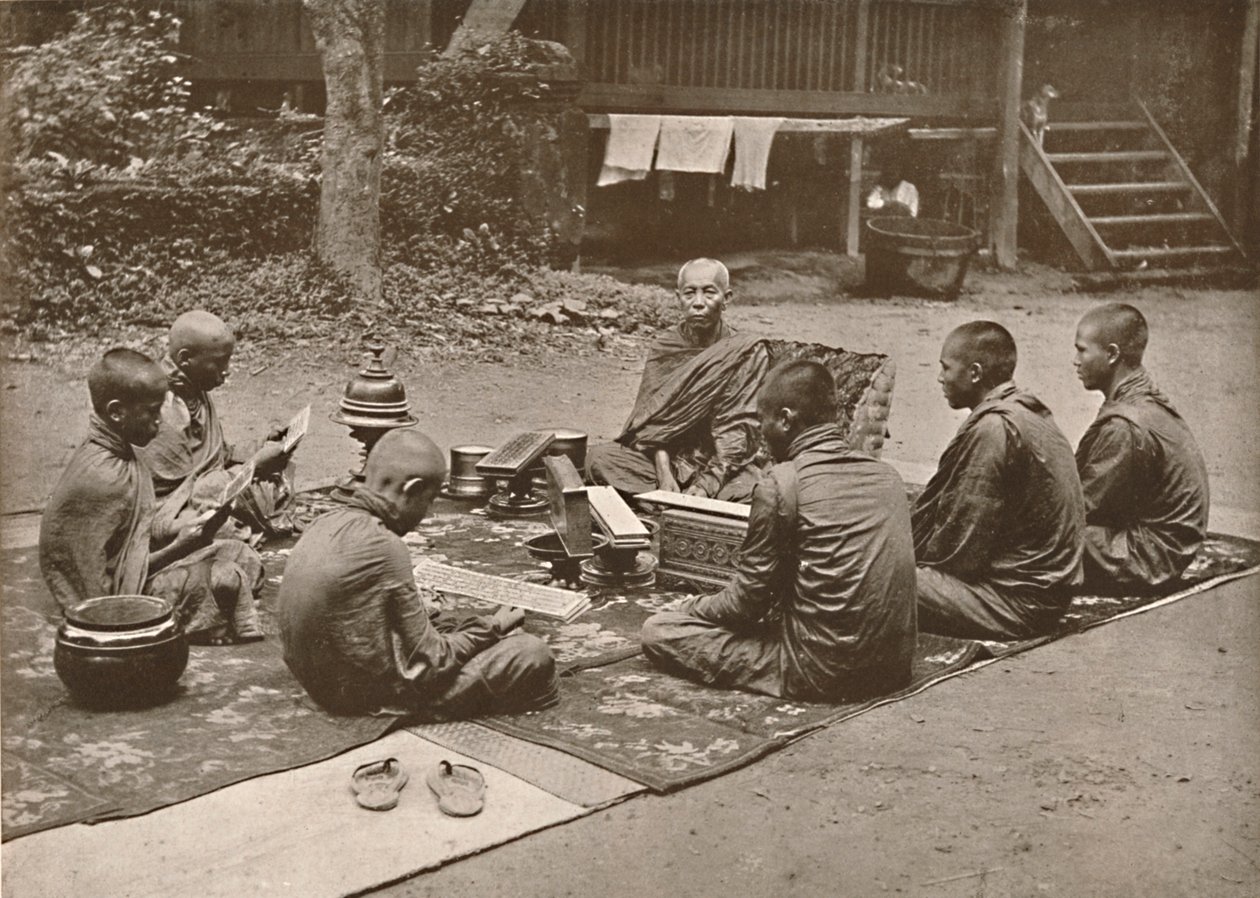 弟子入りの僧侶、1900年。 作： 不明