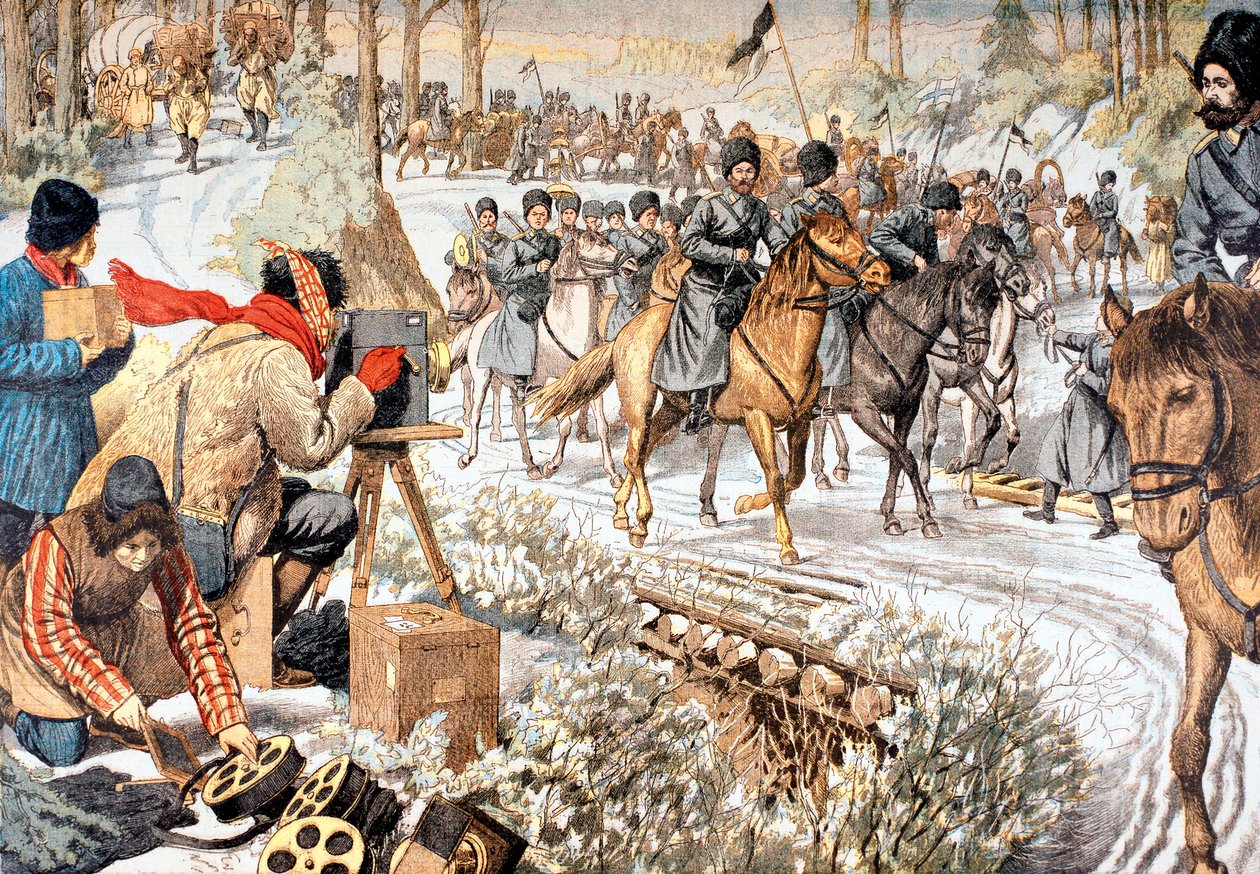 初期のニュースリール、日露戦争、1904年に満州でロシア軍を撮影するカメラマン 作： 不明