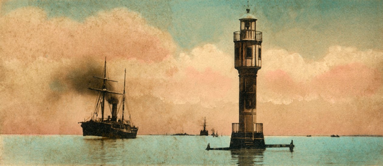 スエズの運河。苦い湖-北灯台、c1918-c1939。 作： 不明