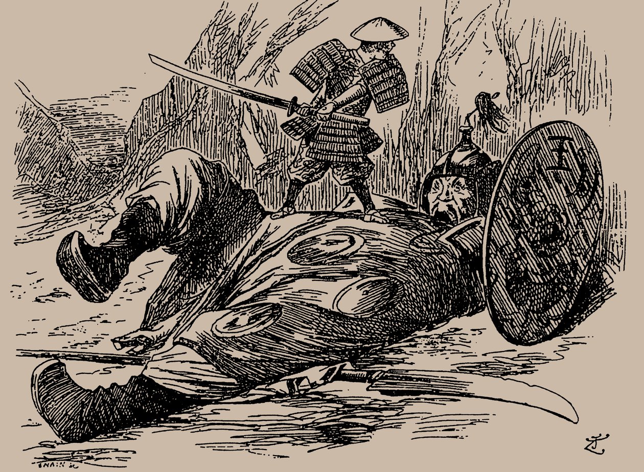 最初の中国戦争での漫画。 パンチ、1894年9月29日、1894年。 作： 不明