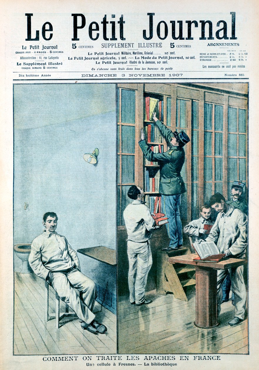 フレスネスの刑務所にある独房と図書館、1907年 作： 不明