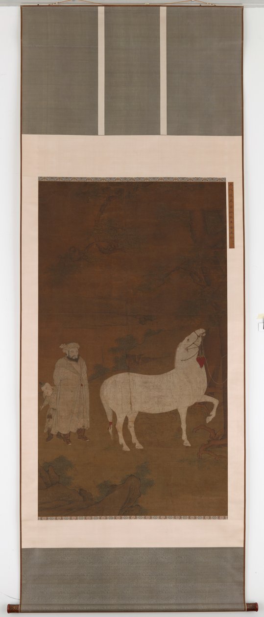 馬を放牧する中央アジアの新郎、14世紀。 作： 不明