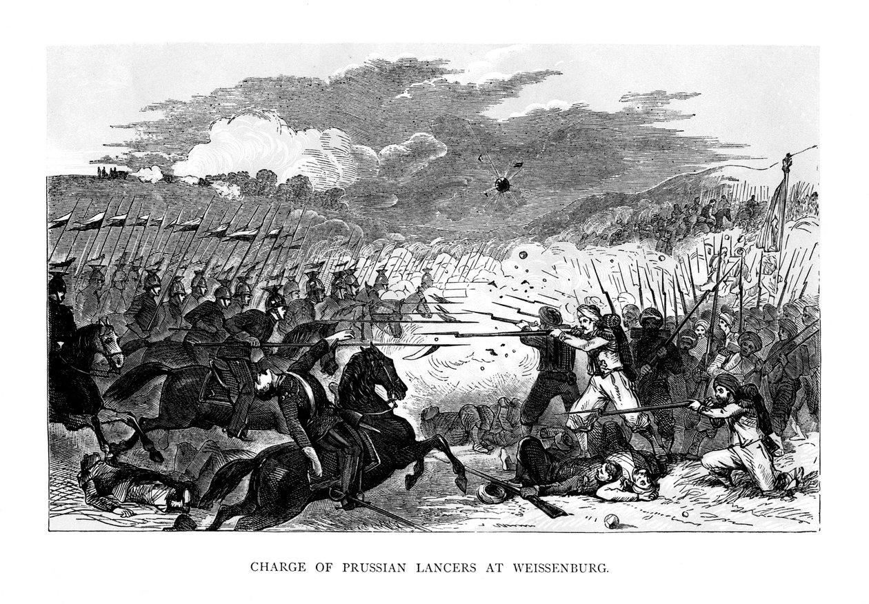 ヴァイセンブルクでのプロイセンランサーの突撃、1870年、1875年 作： 不明