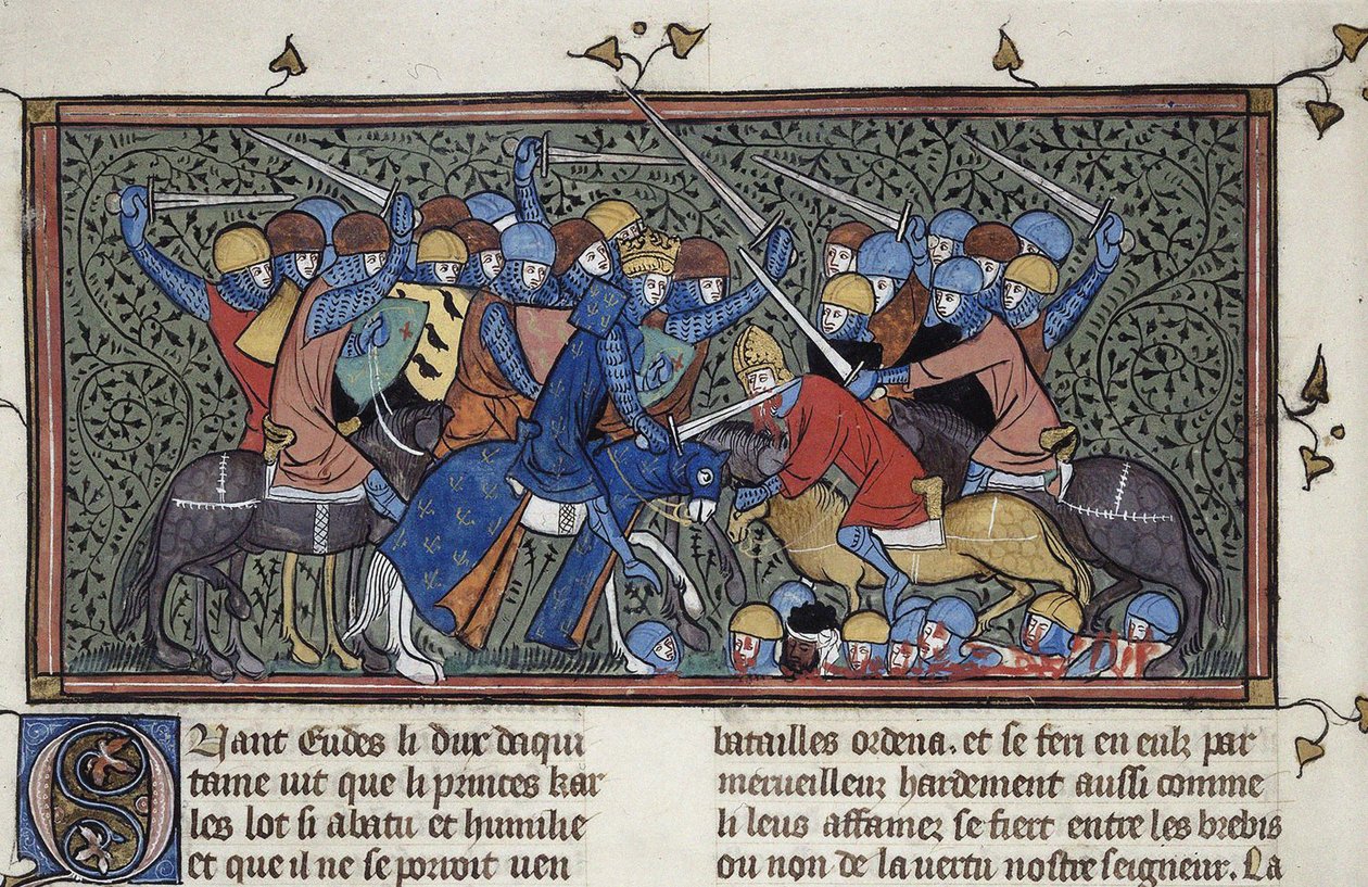 トゥールの戦いでのシャルル・マルテル（1332-1350年頃）。 作： 不明