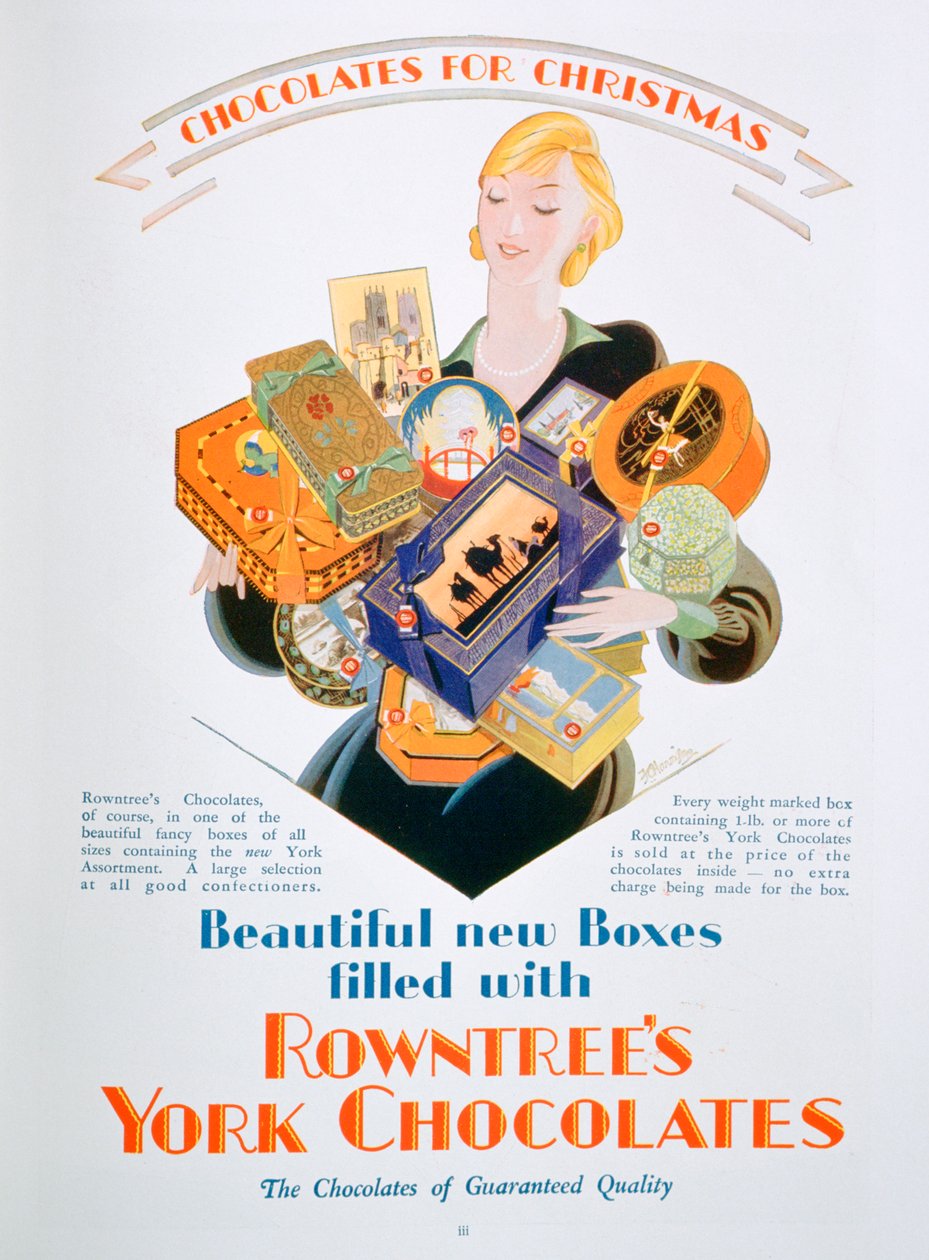 Rowntrees York Chocolatesのクリスマス広告、1928 作： 不明