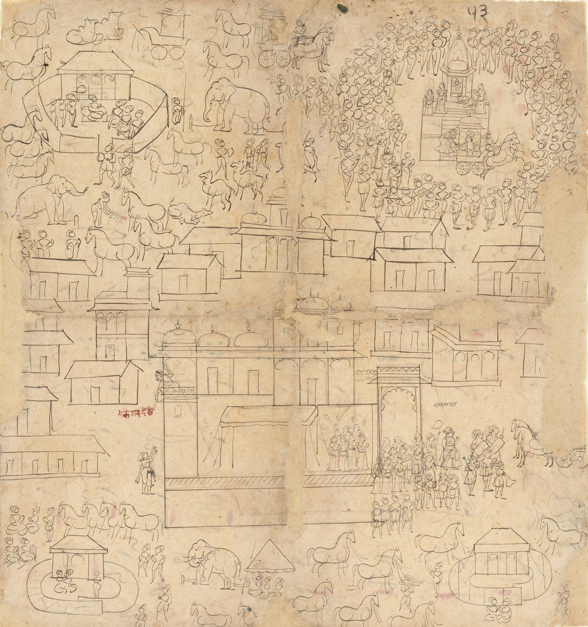 街並み、18 ～ 19 世紀。 作： 不明