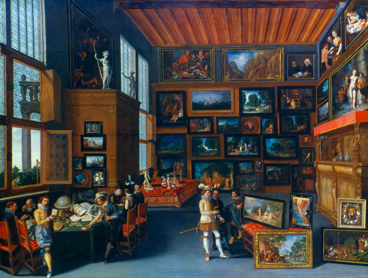 写真が飾られた部屋のCognoscenti、c1620 作： 不明