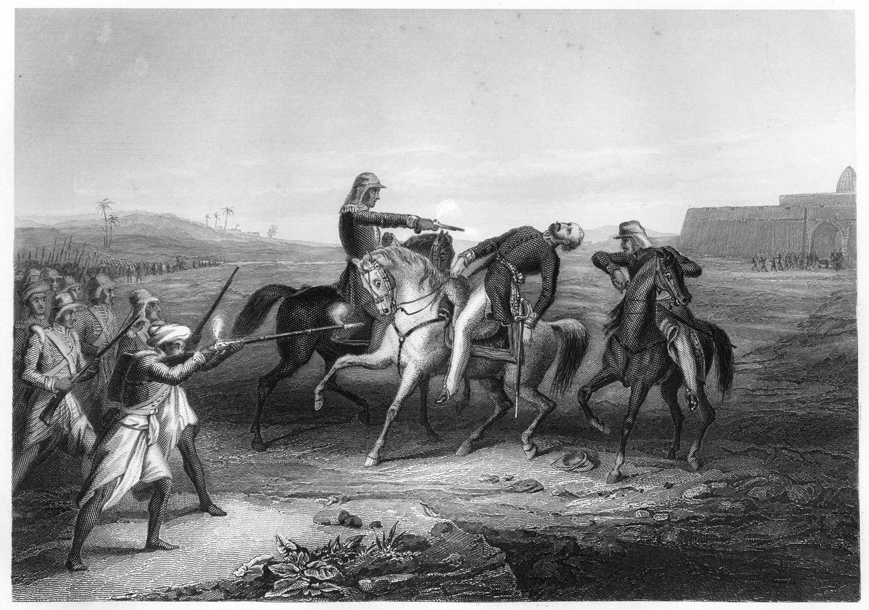 プラウ大佐、Mhowで反逆者によって殺害、c1860 作： 不明