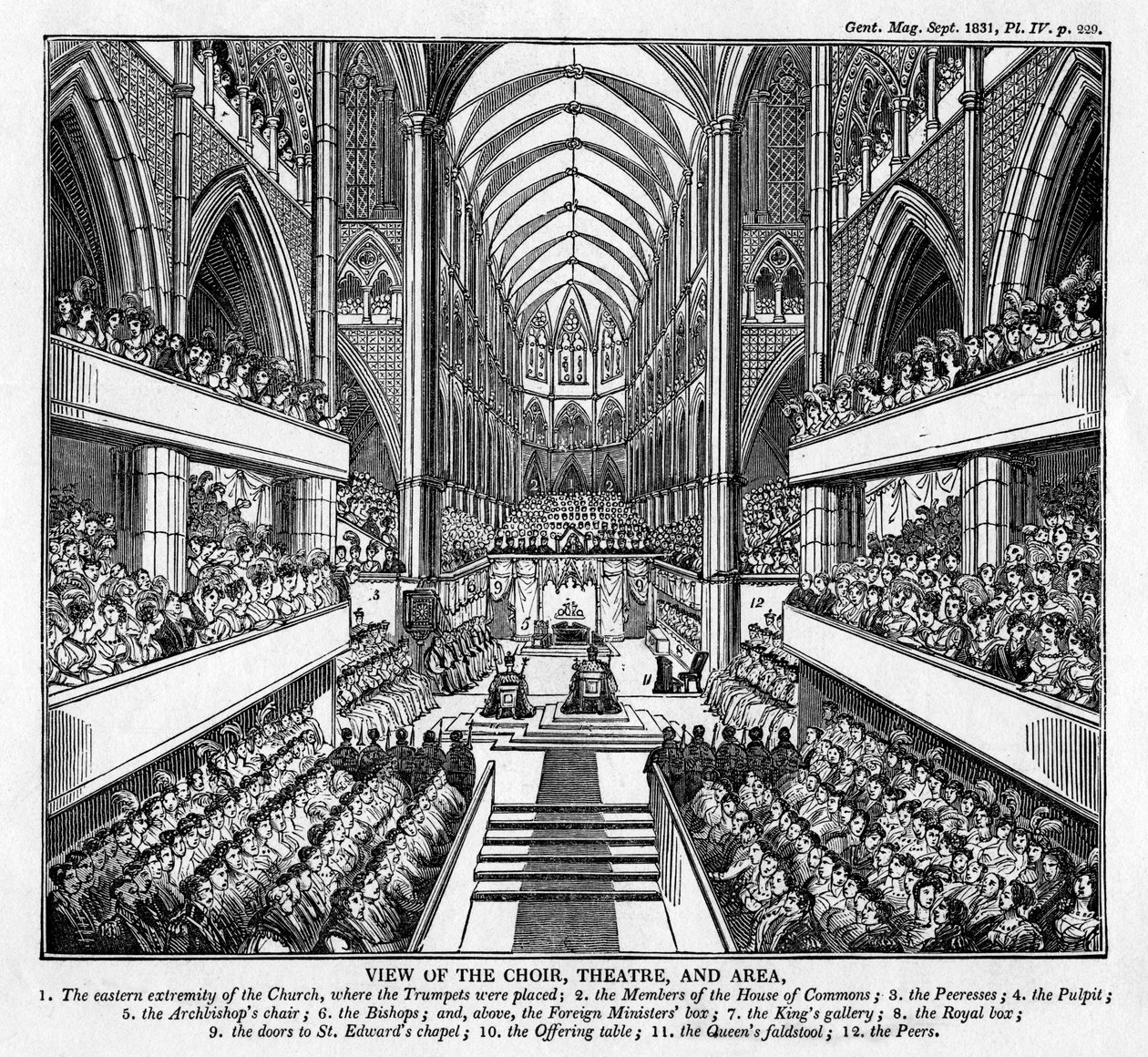 ウィリアム4世とアデレード女王の戴冠式、ウェストミンスター寺院、ロンドン、1831 作： 不明