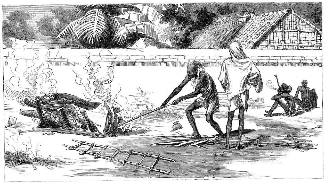 インド、カルカッタの火葬、1882年 作： 不明