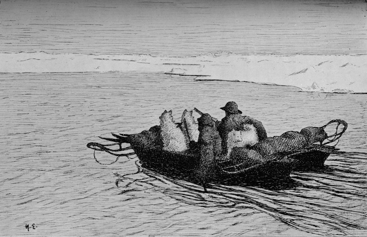 氷の割れ目を渡る、c1893-1896、1897 作： 不明
