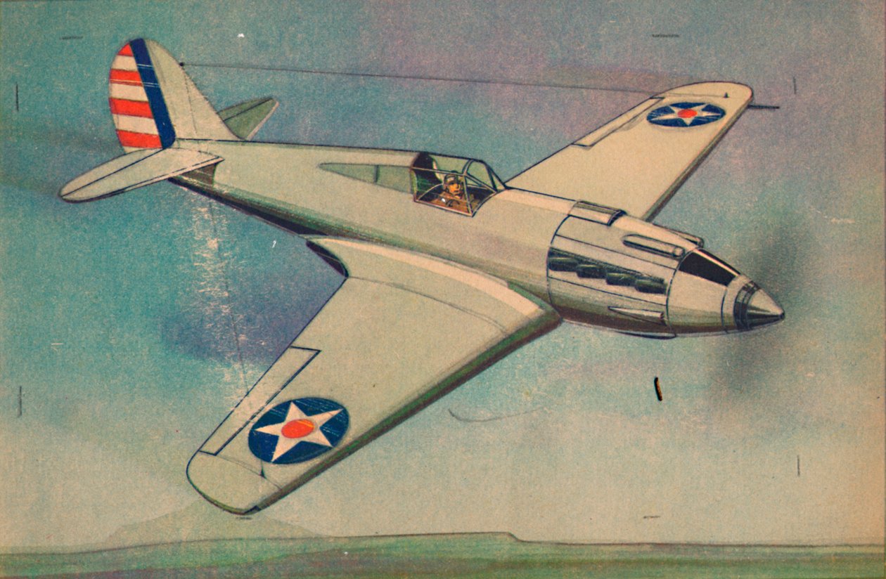 カーティスXP40戦闘機単葉機、c1944。 作： 不明