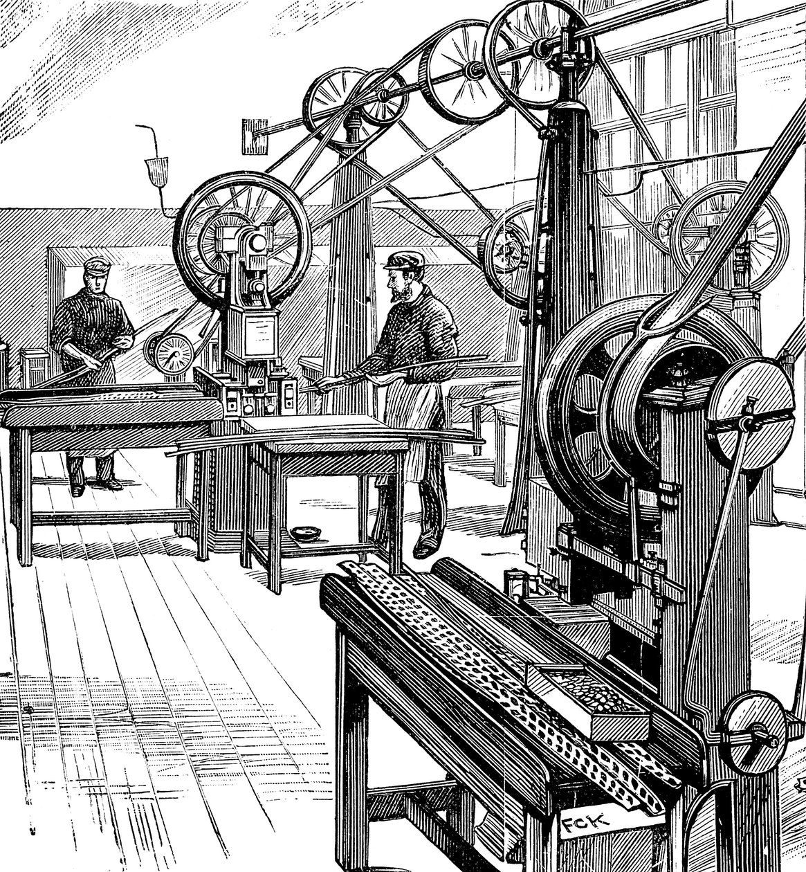 メタルストリップからコインブランクをカット、ロイヤルミント、ロンドン、1897 作： 不明