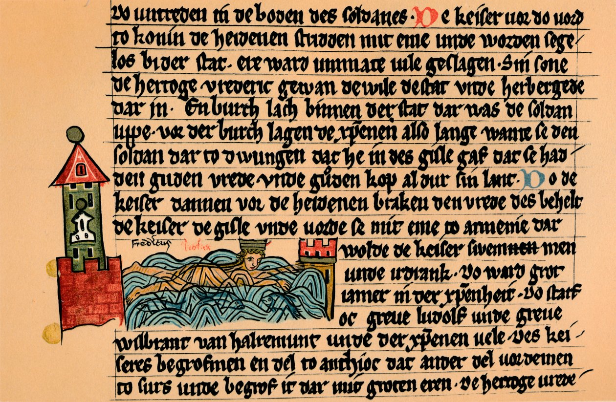 フレデリックバルバロッサの死、c1154、1907年。 作： 不明