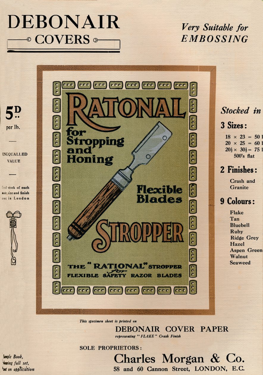 Debonair Covers-Ratonal Stropper Razor Blades、1909。 作： 不明