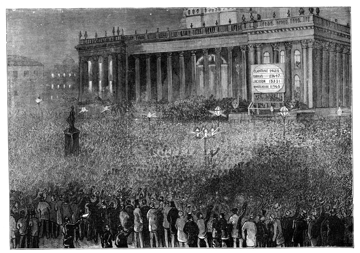 総選挙中の投票結果、リーズ、ウェストヨークシャー、1880年の宣言 作： 不明