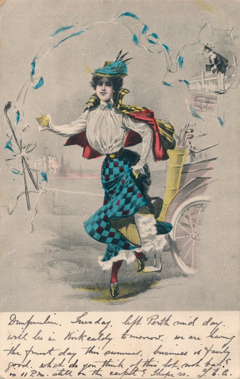 装飾的な女性ゴルファー1、c1904 作： 不明