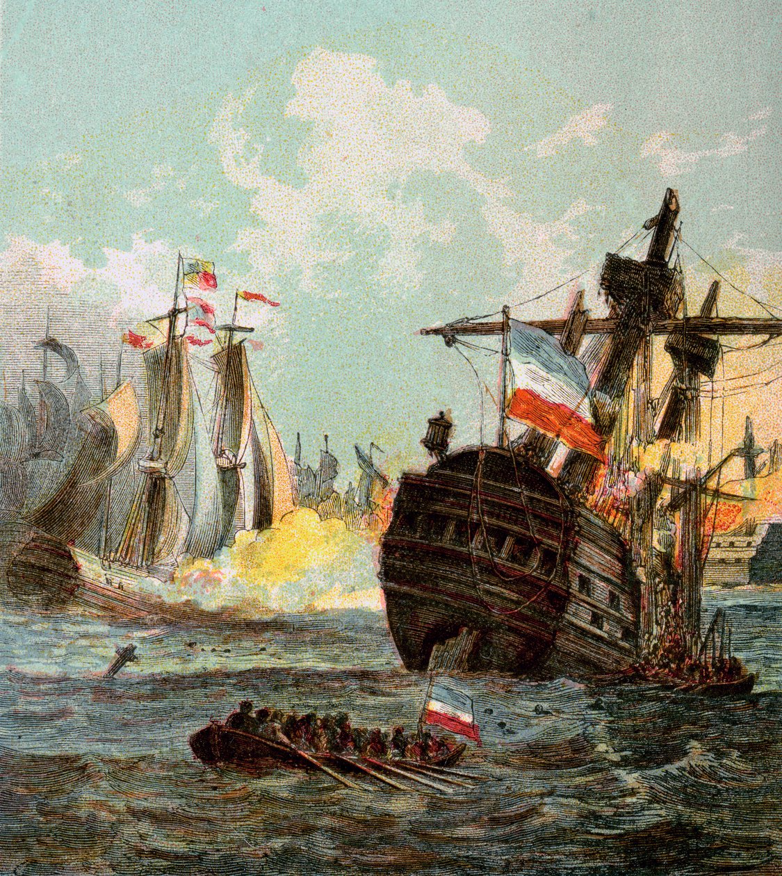 オランダ艦隊の敗北、1666 c1850s 作： 不明