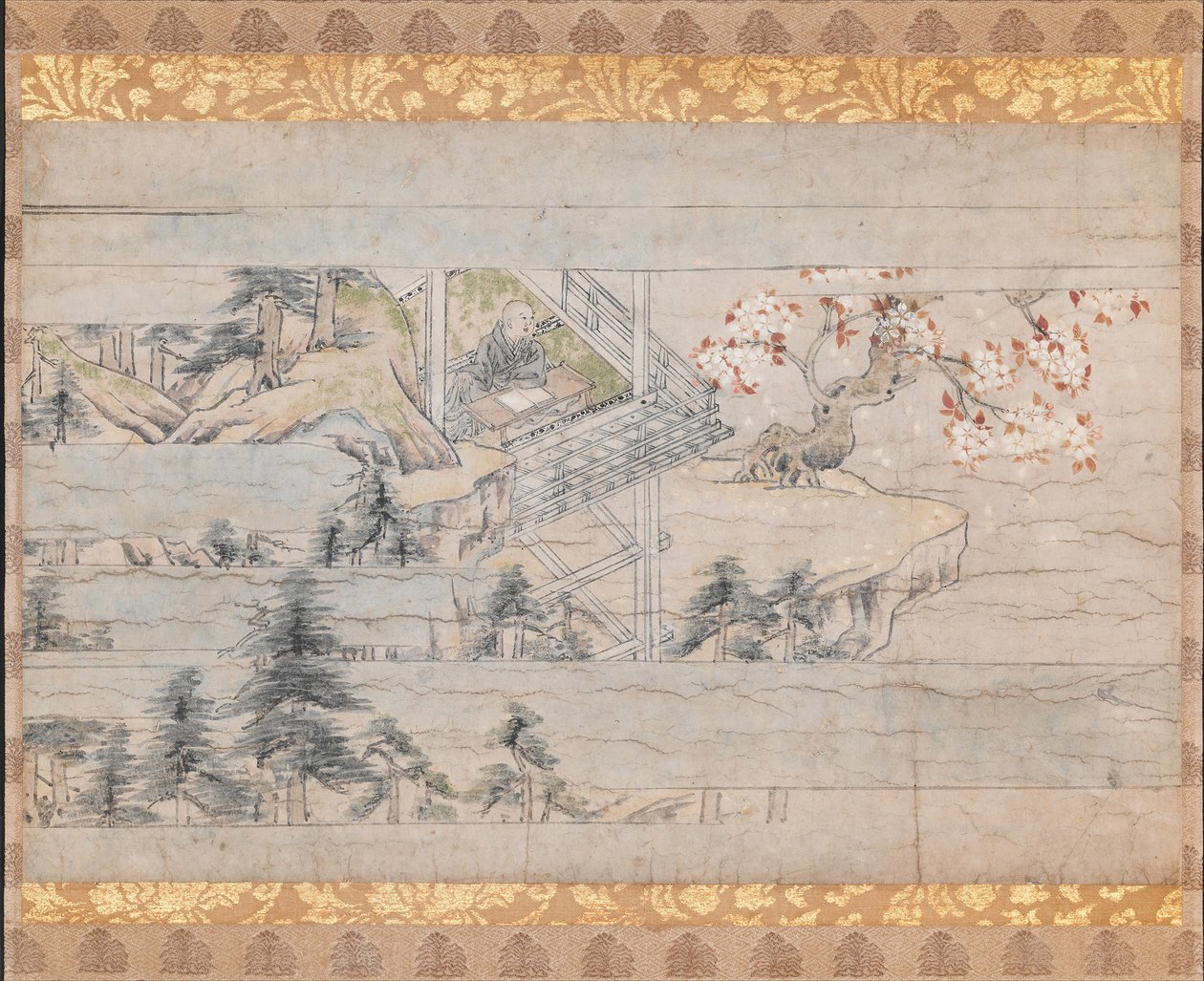 A Autumn Tale for a Autumn Nightの巻物1から切り離されたセクション... ca. 1400。 作： 不明