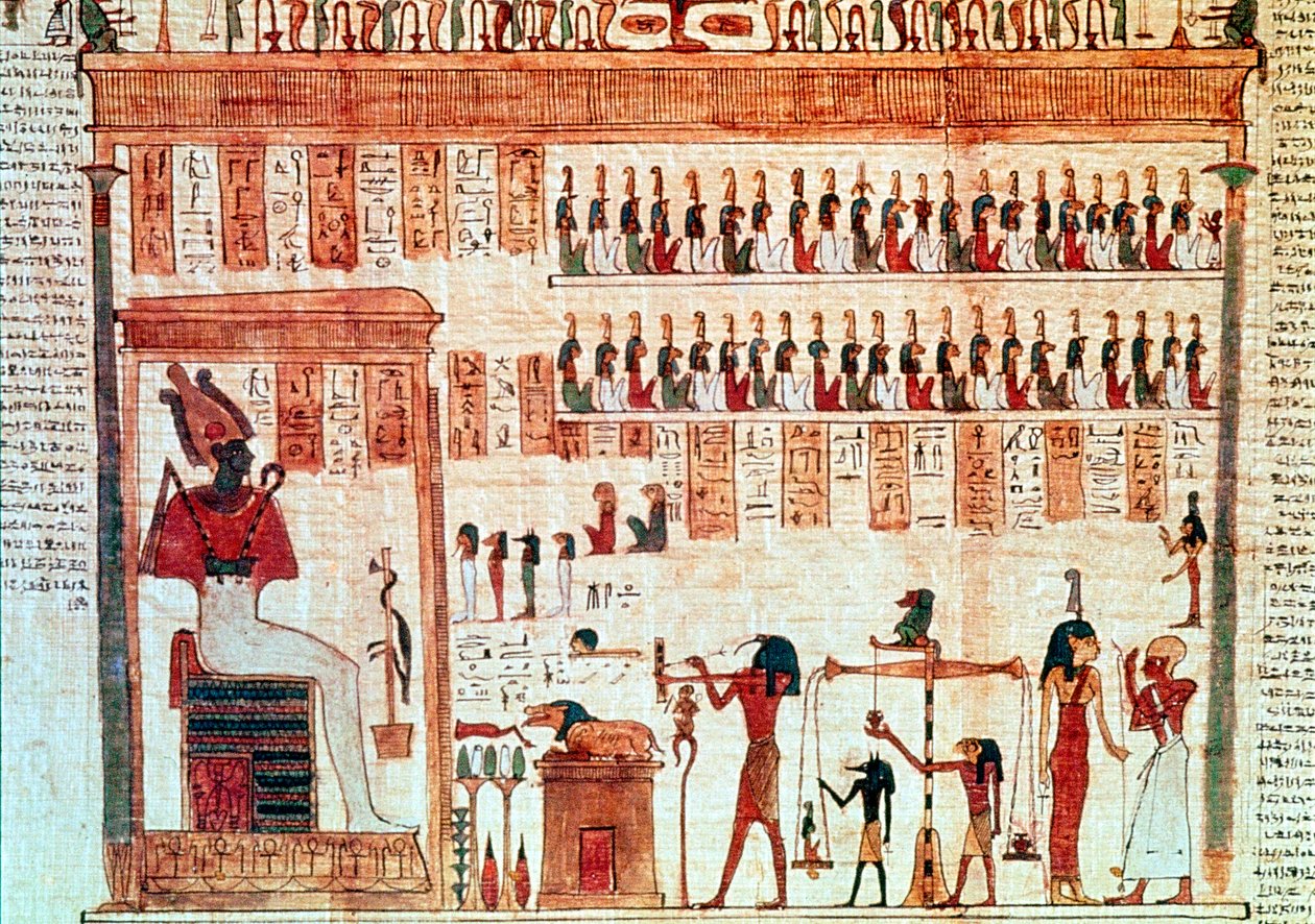 Book of the Dead巻物の詳細、古代エジプト、プトレマイオス朝時代、紀元前332〜30年 作： 不明