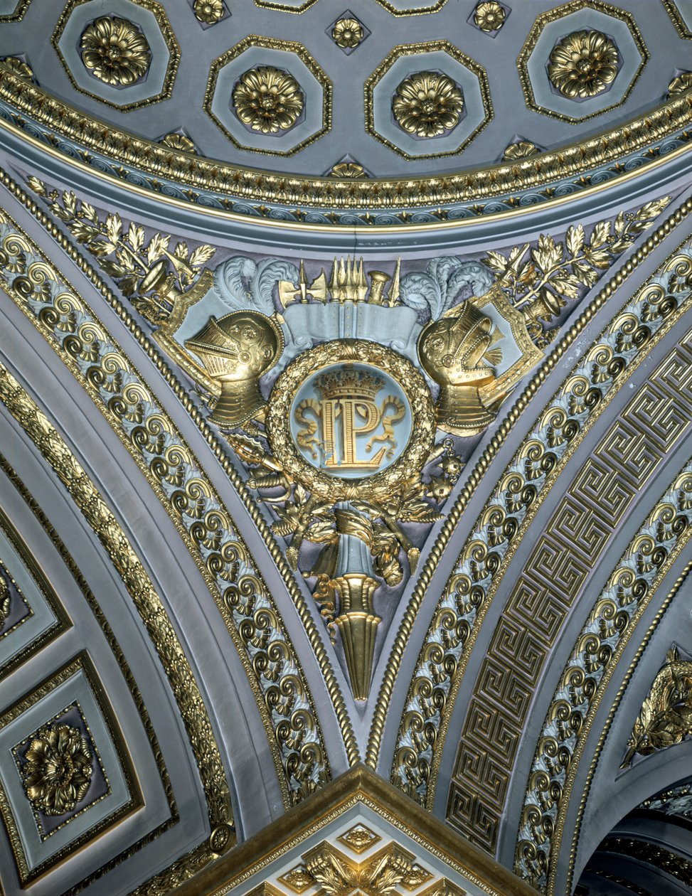 キューポラのペンダントの詳細、Galerie des Batailles、ベルサイユ宮殿、フランス 作： 不明