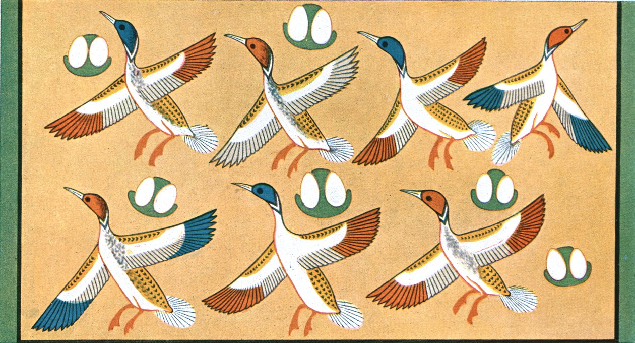 アイチェシ、テーベ、エジプト、1928年の墓の天井画の詳細。 作： 不明