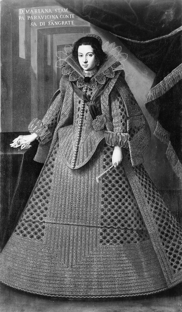 DoñaMarianna Print Parravicinaは1612年、コンデサディセグラーテ生まれ。 作： 不明
