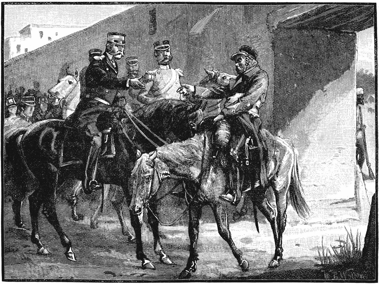 ブライドン博士がイギリスの死のニュース、ジェララバードに到着、第1次アングロアフガン戦争、1842年、c1885 作： 不明