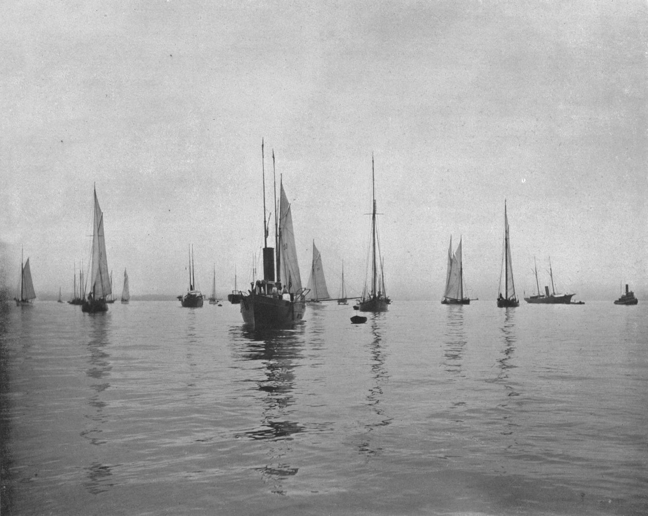 アメリカ合衆国、ニューヨーク湾の早朝、c1900。 作： 不明
