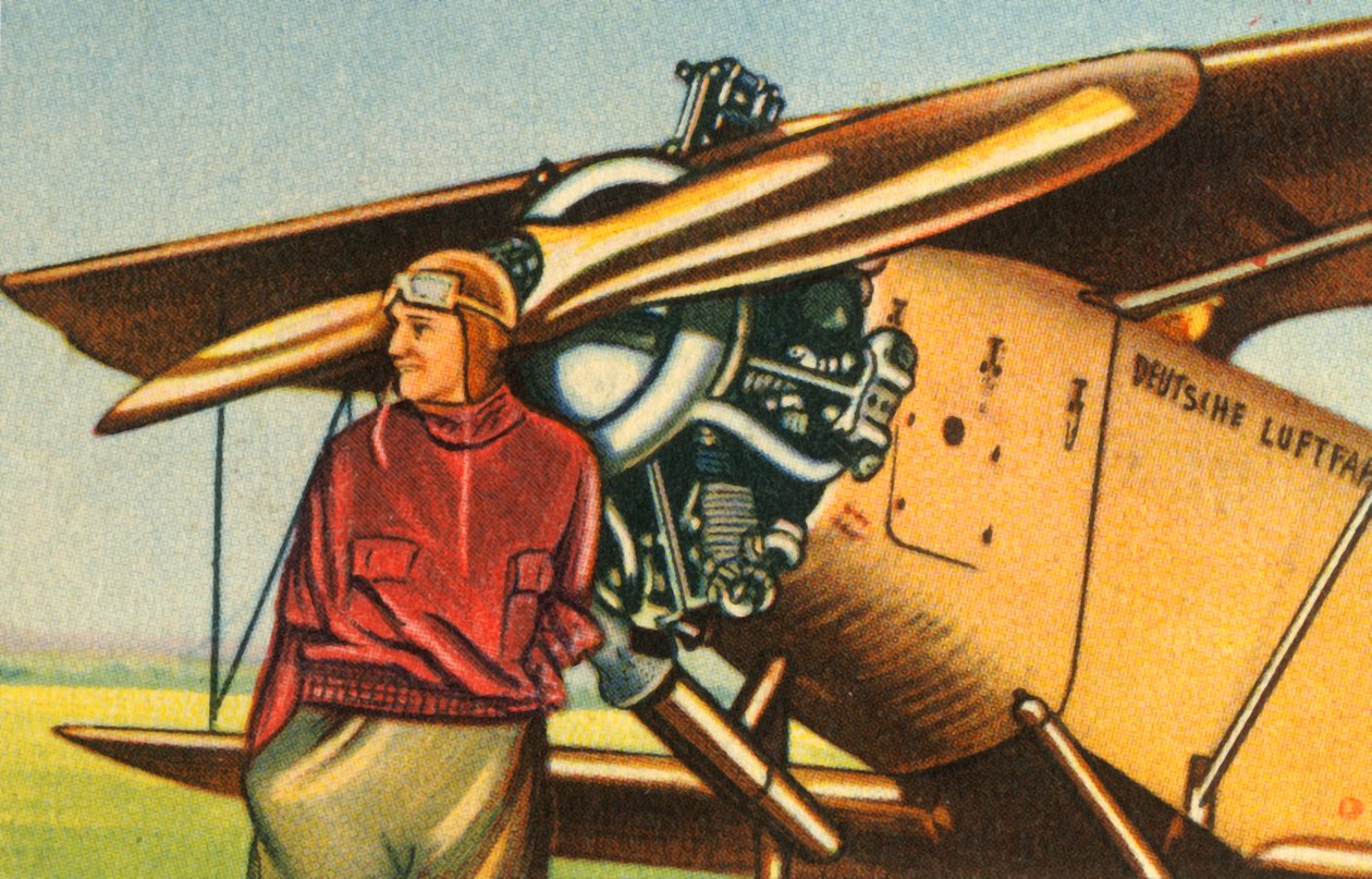 エリー・バインホーンと彼女の飛行機、1932年。 作： 不明