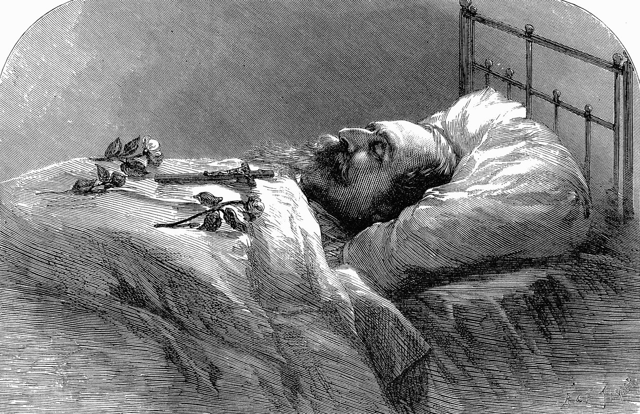 フランスのナポレオン3世、1873年の死の床。 作： 不明