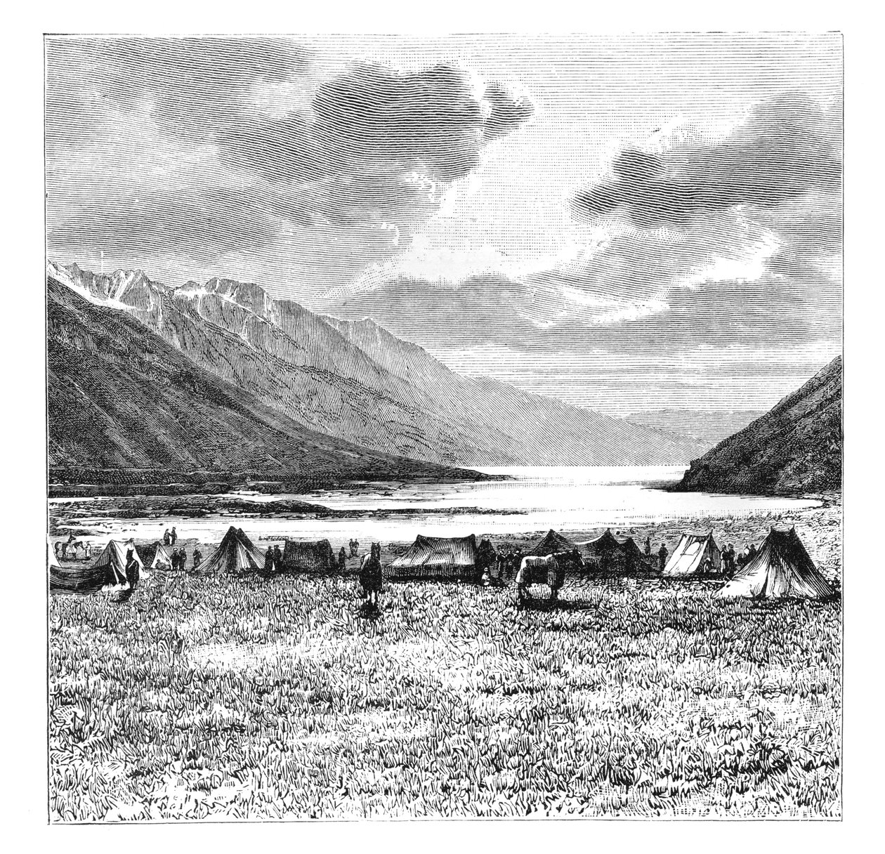 1871年のイギリス遠征の野営地、チベット、パンコン湖、1895年 作： 不明