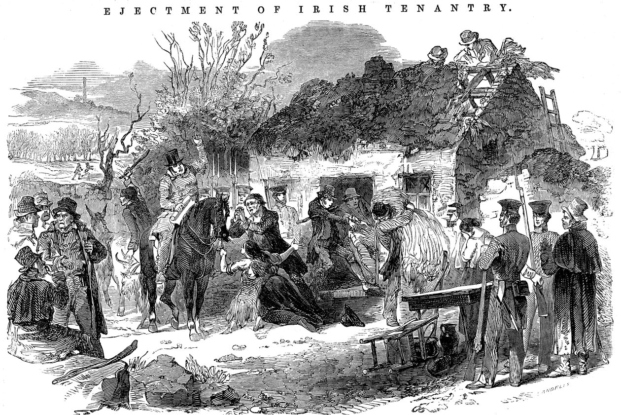 アイルランドの農民を追放、1848年 作： 不明