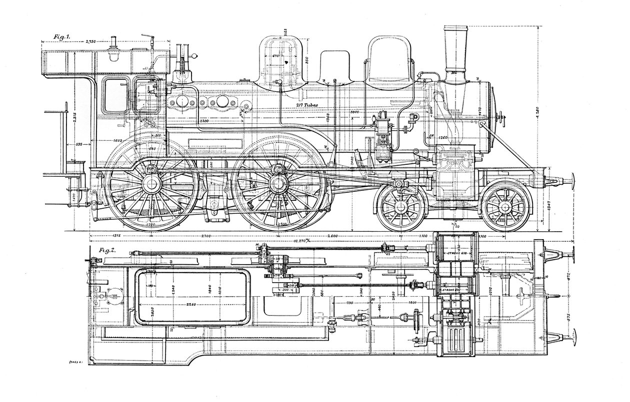 機械製図の例、1901 作： 不明