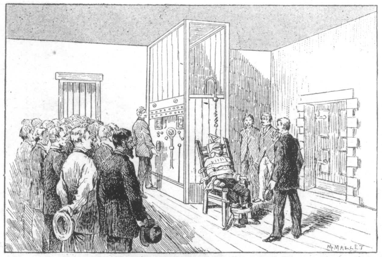 1890年8月6日、米国の電気椅子で最初に死亡したケムラーの死刑 作： 不明