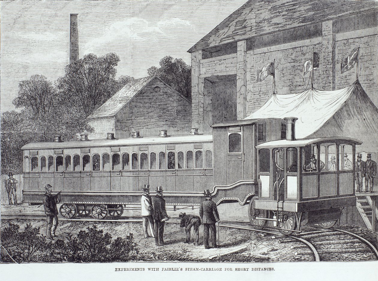 1869年8月、短距離でのFairlies蒸気運搬車の実験 作： 不明