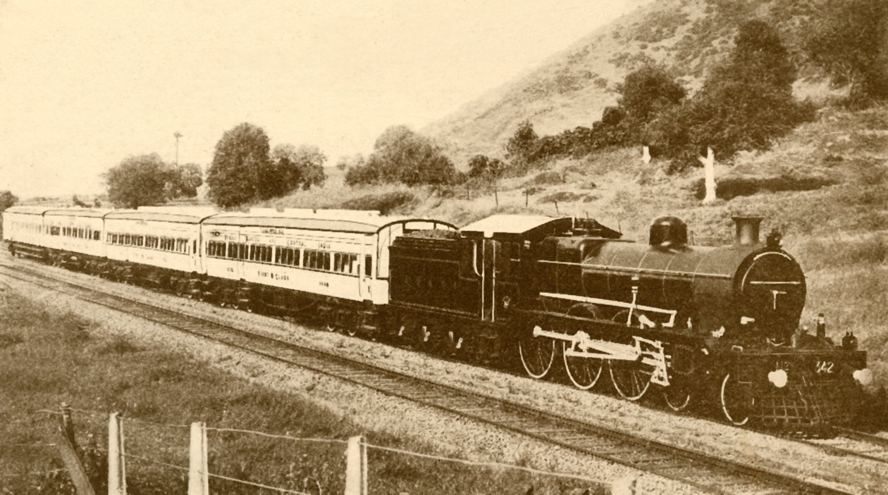 急行列車、ボンベイ、バローダ、中央インド鉄道、1930年。 作： 不明