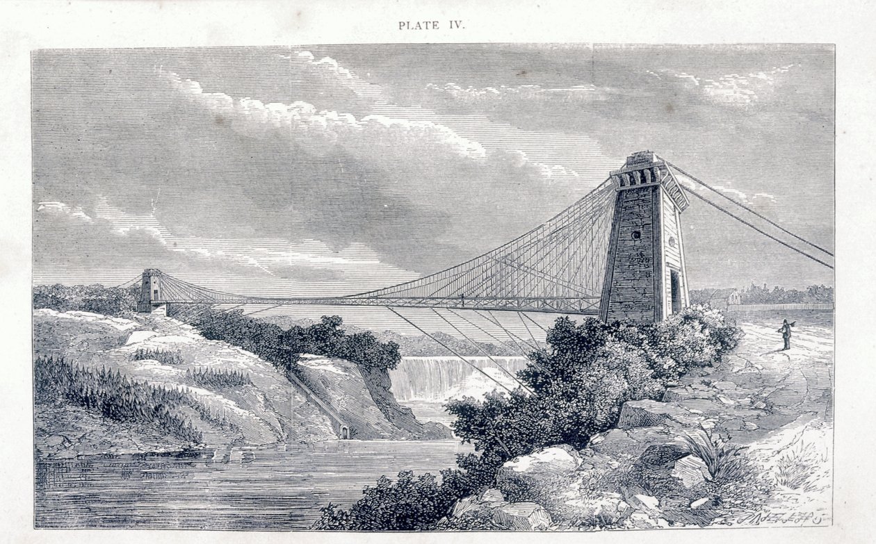 フォールズビュー吊り橋、ナイアガラ、北アメリカ、c1869-c1889 作： 不明