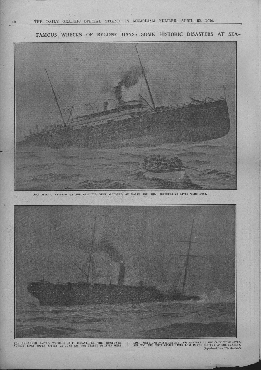 1912年4月20日、有名な過去の残骸：海でのいくつかの歴史的災害。 作： 不明