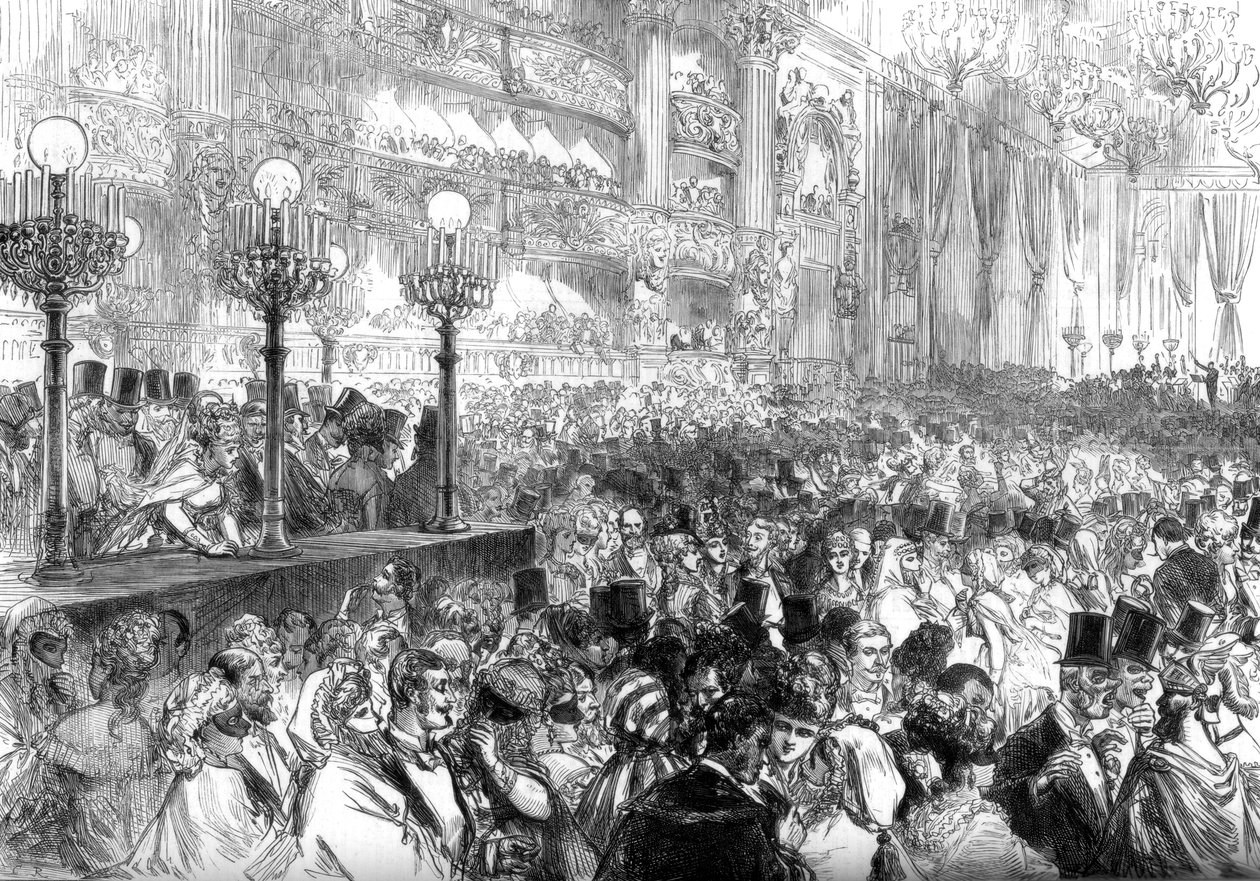 貧しい人々の利益のために、パリの新しいグランドオペラハウスにある仮装舞踏会、1875年 作： 不明
